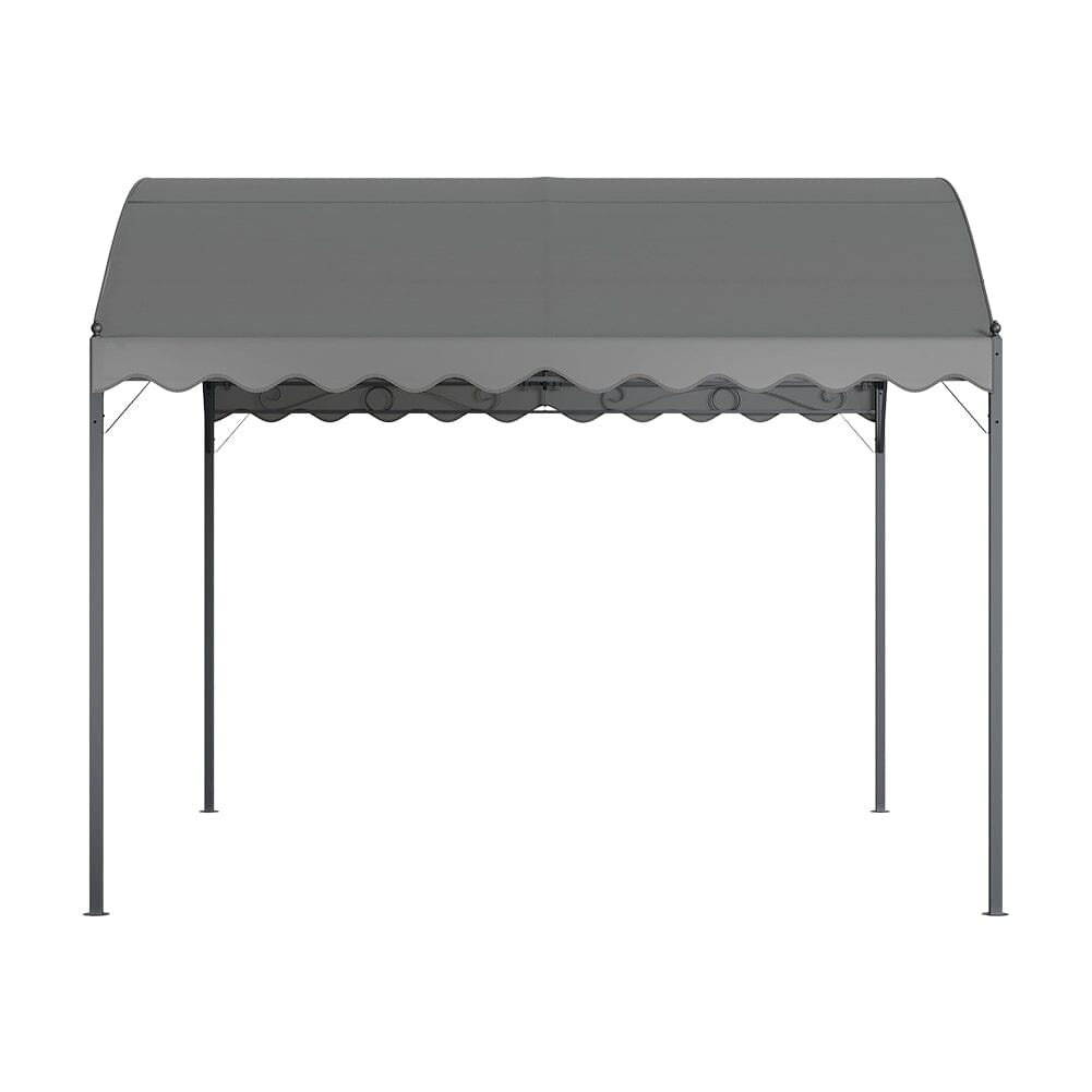 300cm W Outdoor Metal Arched Pergola with Shade Dark Grey