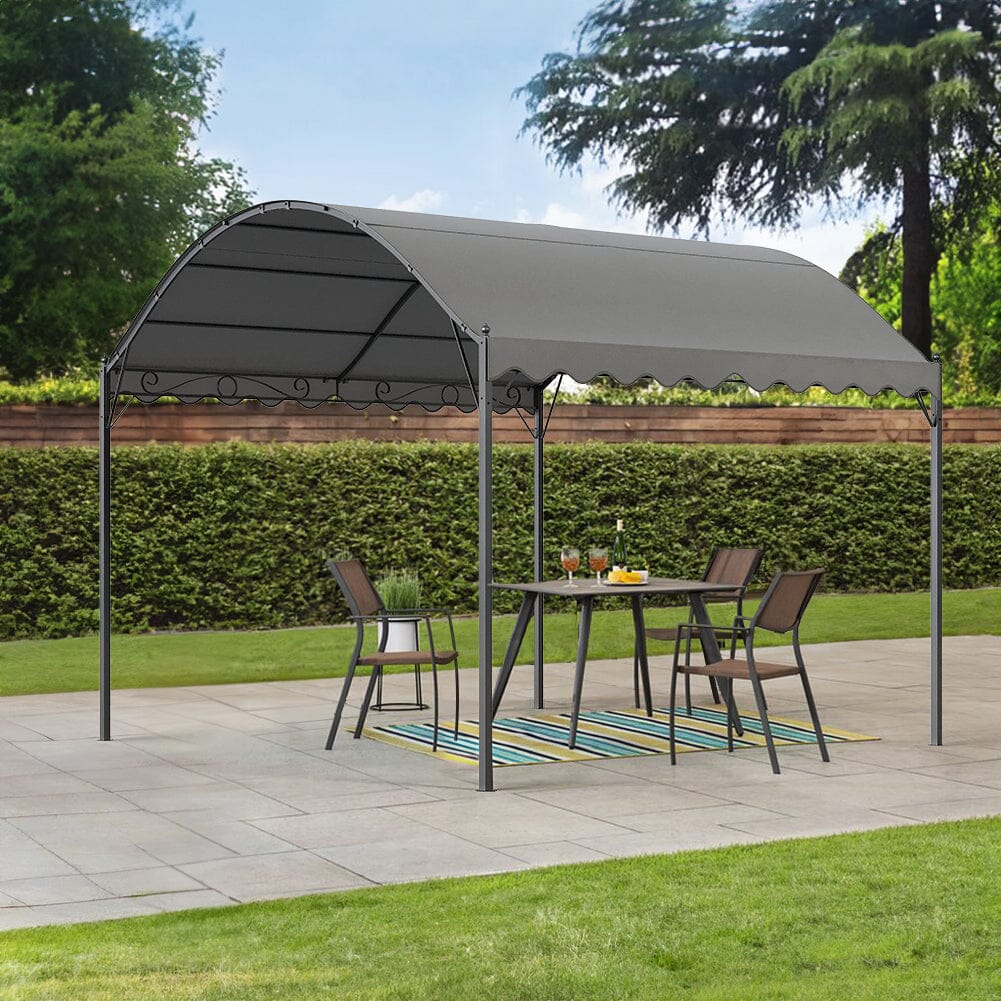 300cm W Outdoor Metal Arched Pergola with Shade Dark Grey