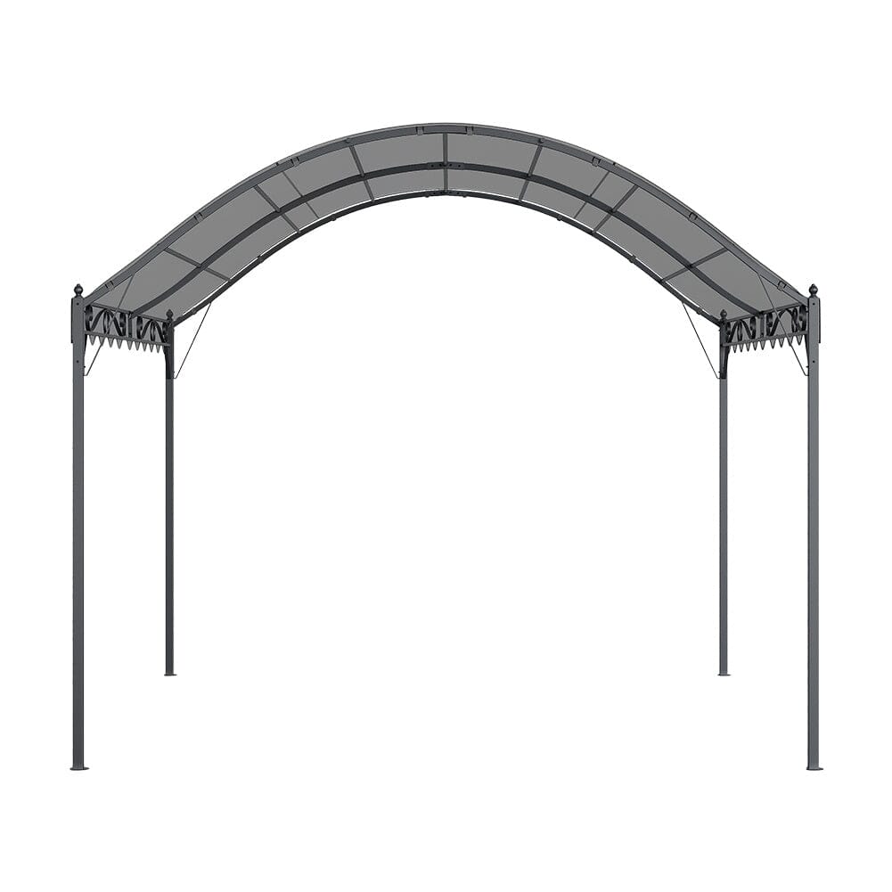 300cm W Outdoor Metal Arched Pergola with Shade Dark Grey
