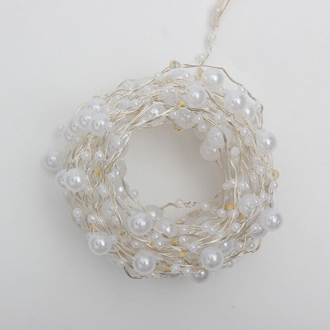 Premium 6-Meter 40-Light Pearl Waterproof Battery-Operated String Lights with Silver Wire