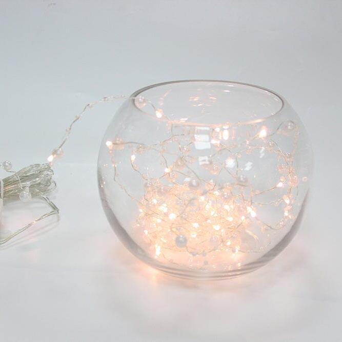 Premium 6-Meter 40-Light Pearl Waterproof Battery-Operated String Lights with Silver Wire