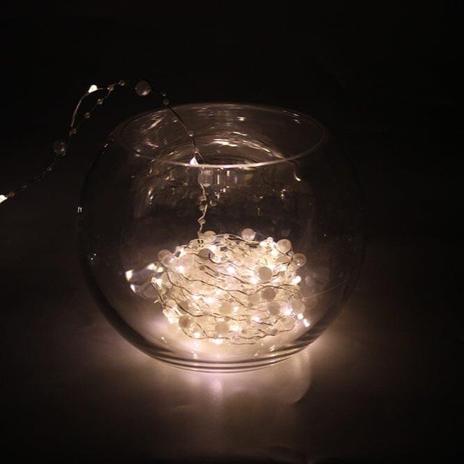 Premium 6-Meter 40-Light Pearl Waterproof Battery-Operated String Lights with Silver Wire