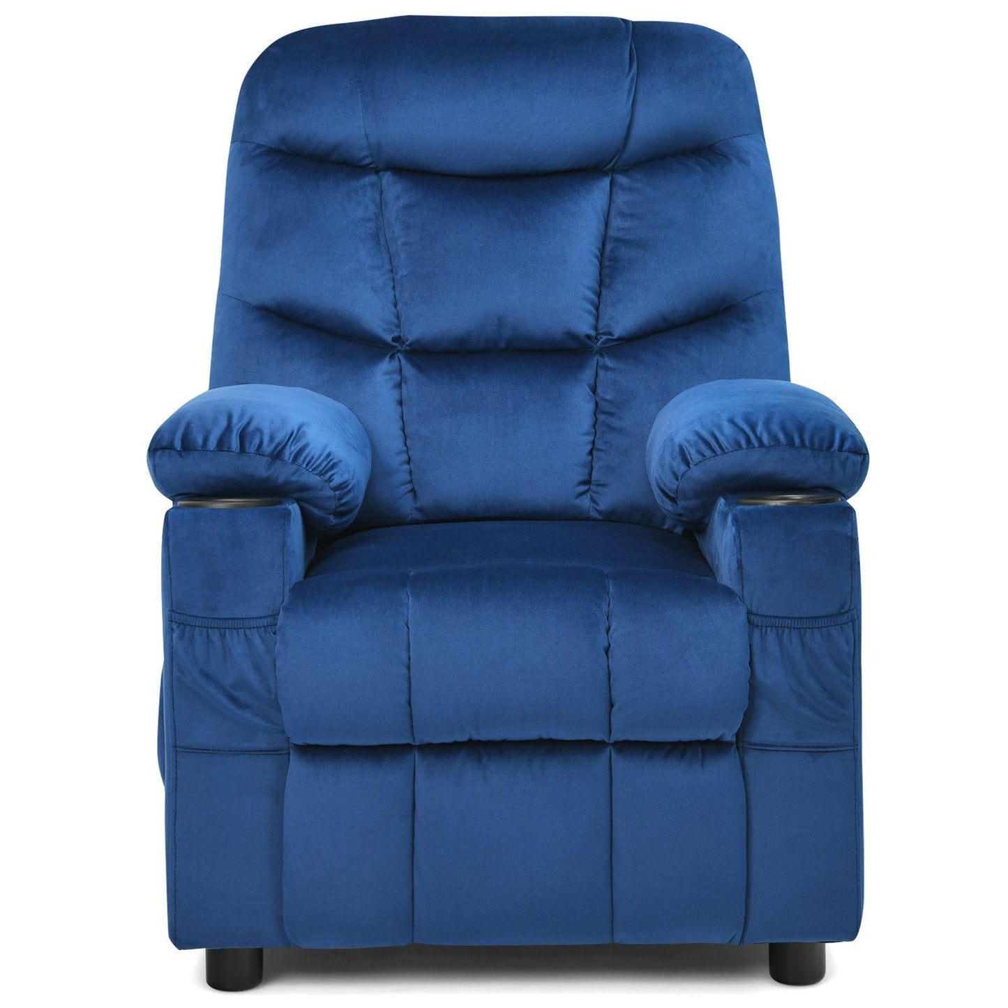 Adjustable Larger Kids Lounge Recliner Chair with 2 Cup Holders-Blue