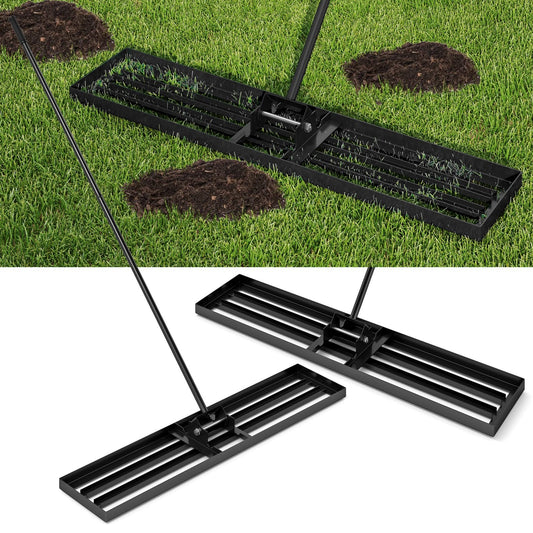 75/91/106 x 25cm Lawn Leveling Rak with Ergonomic Handle-117 x 25 cm-Black