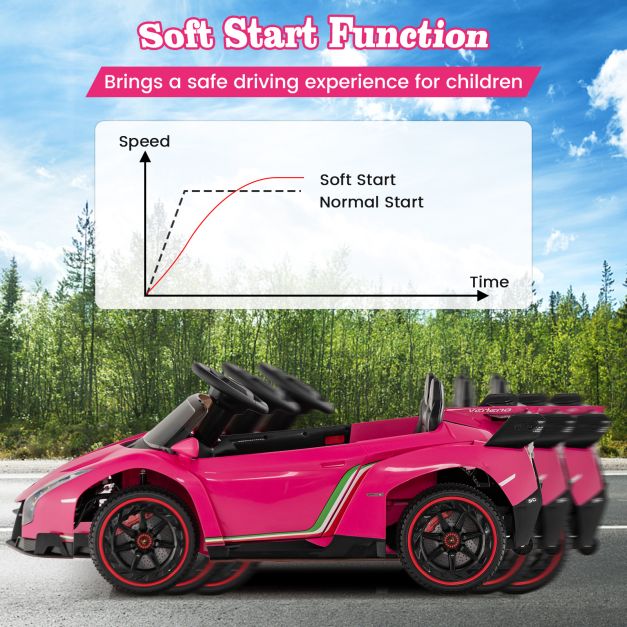Licencjonowany samochód sportowy Lamborghini 4WD dla dzieci – różowy