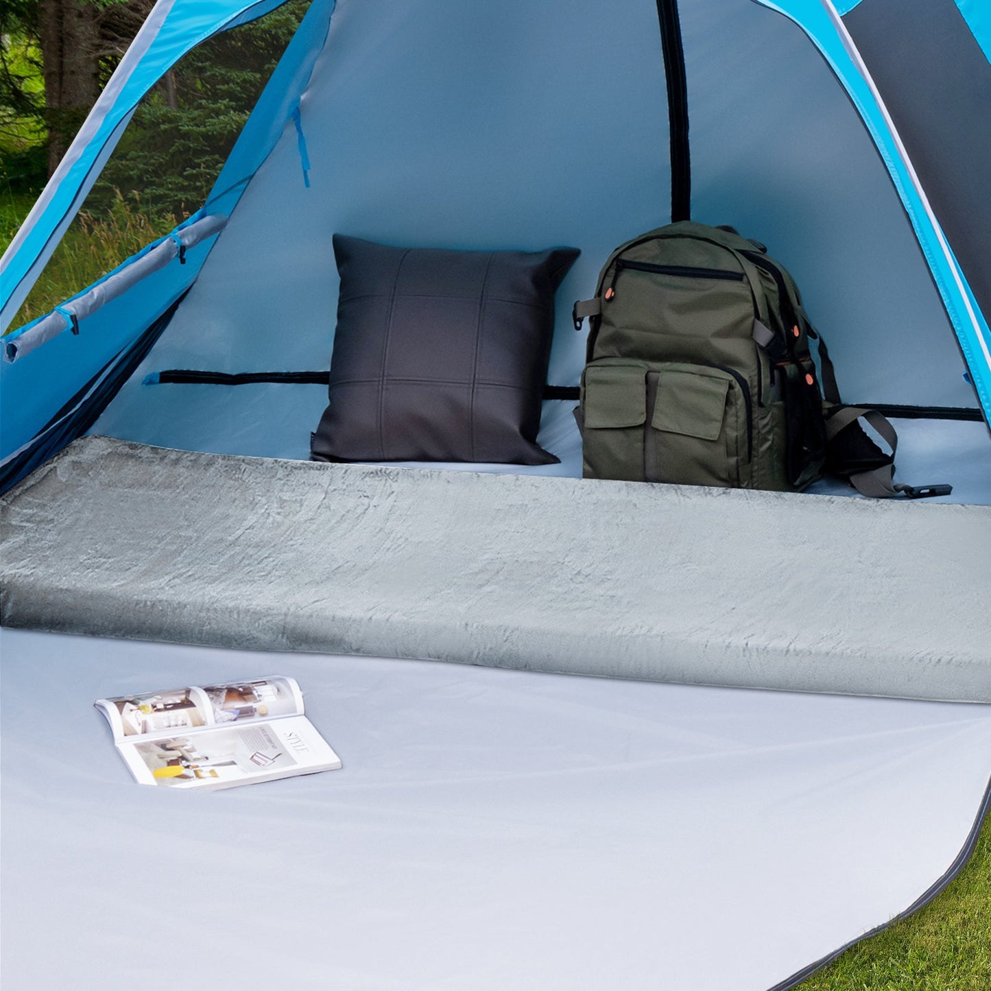 Waterproof Roll up Lightweight Memory Foam Camping Mattress with Carrying Bag-Grey