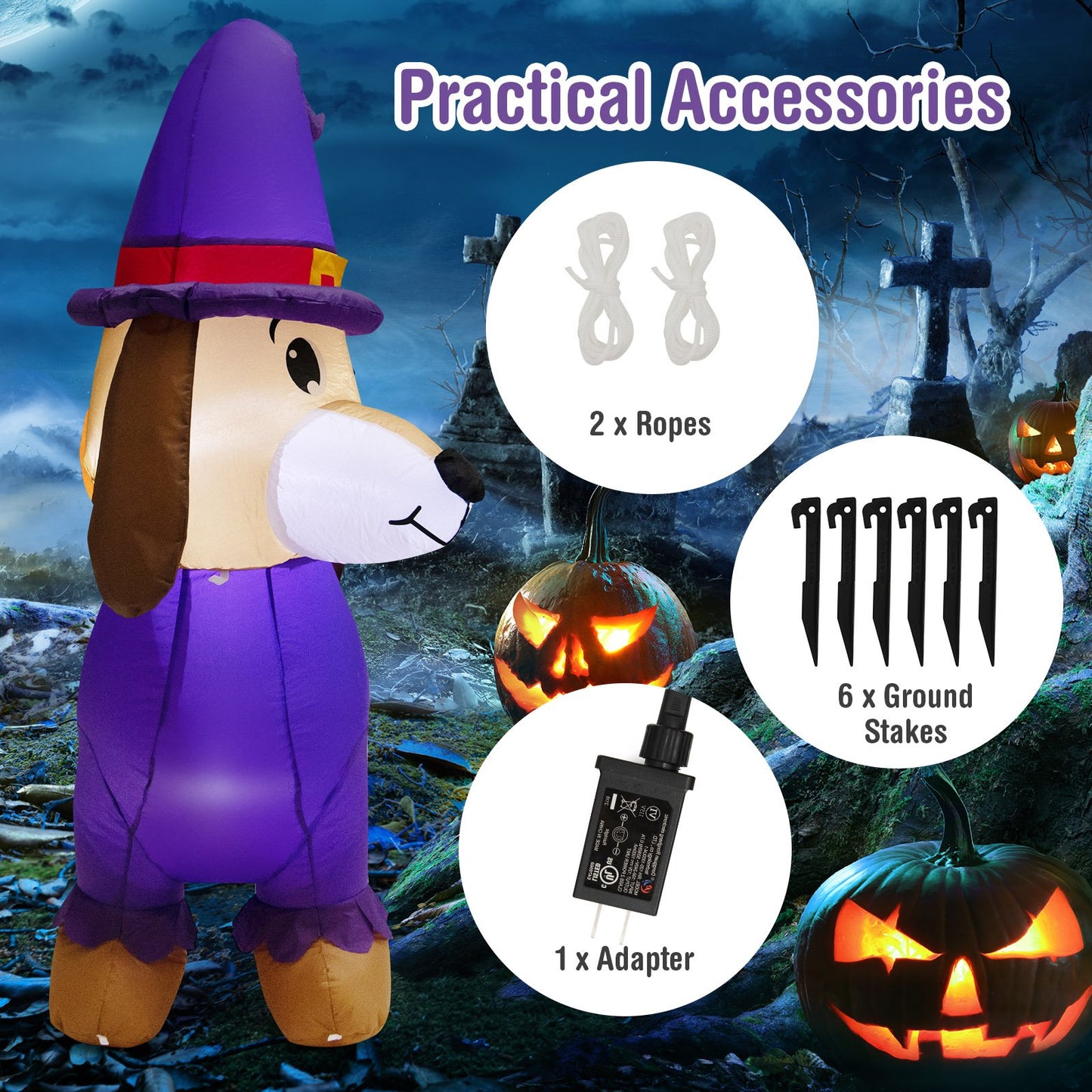 Long Halloween Inflatable Dachshund Dog with Pumpkin