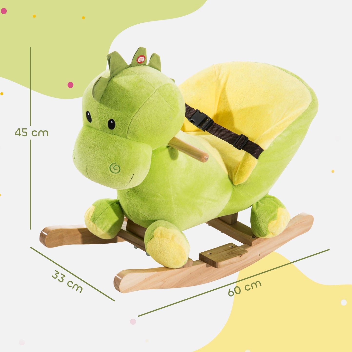 HOMCOM Kids Rocking Horse, Plush Ride-On Dinosaur Seat, with Seat Safety Belt, 32 Songs, Ride-On Horse