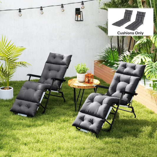 Outsunny Set of Two Sun Lounger Cushions in Dark Grey, image 2