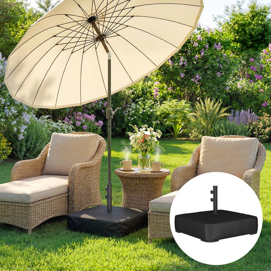 Outsunny Garden Parasol Base 80 kg Sand Filled Heavy Duty Stand for Cantilever Umbrellas and 48 mm Poles Black