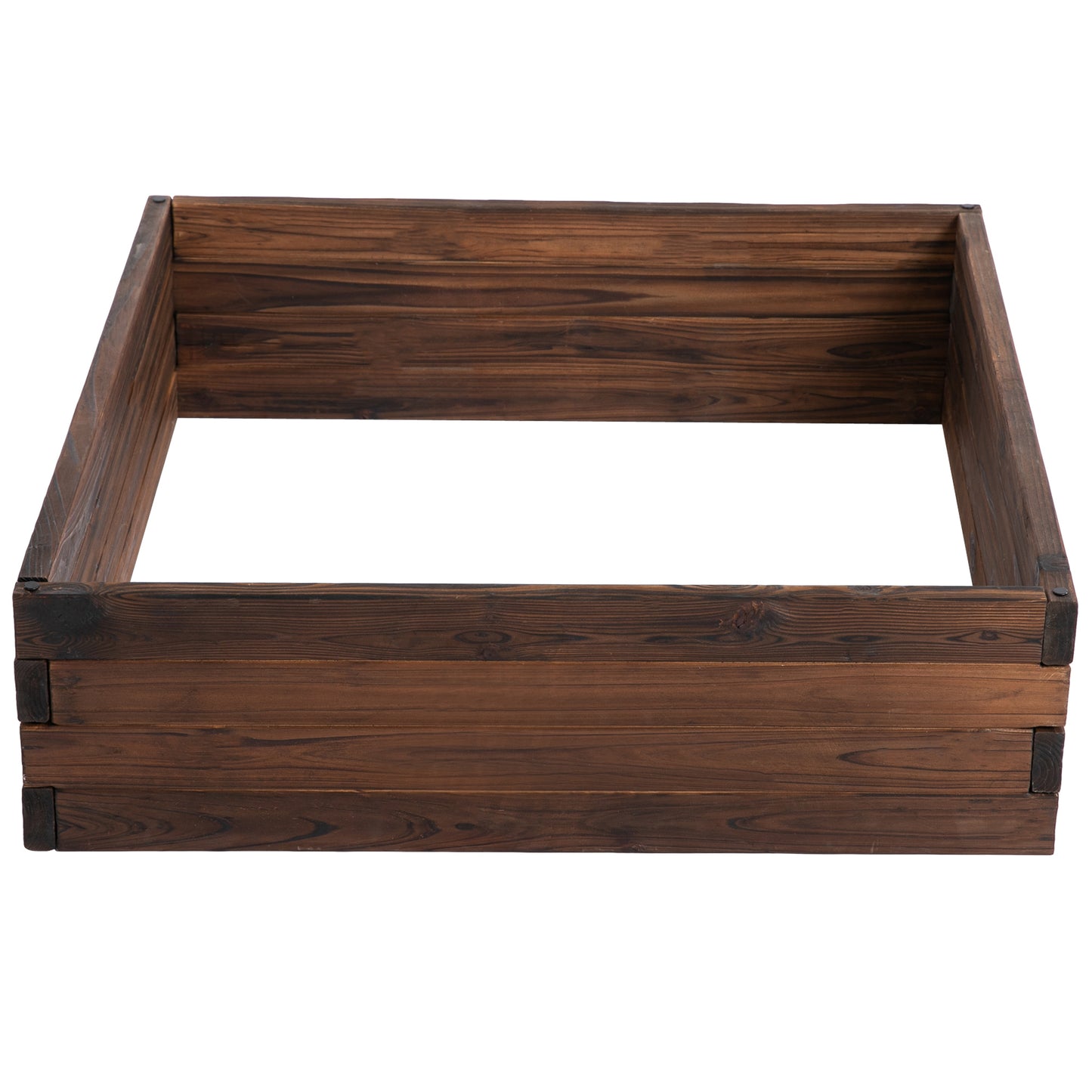 Outsunny 128L Drewniane podwyższone grządki do ogrodu, pojemniki do uprawy na patio, kwiaty, warzywa, 80L x 80W x 22,5H cm