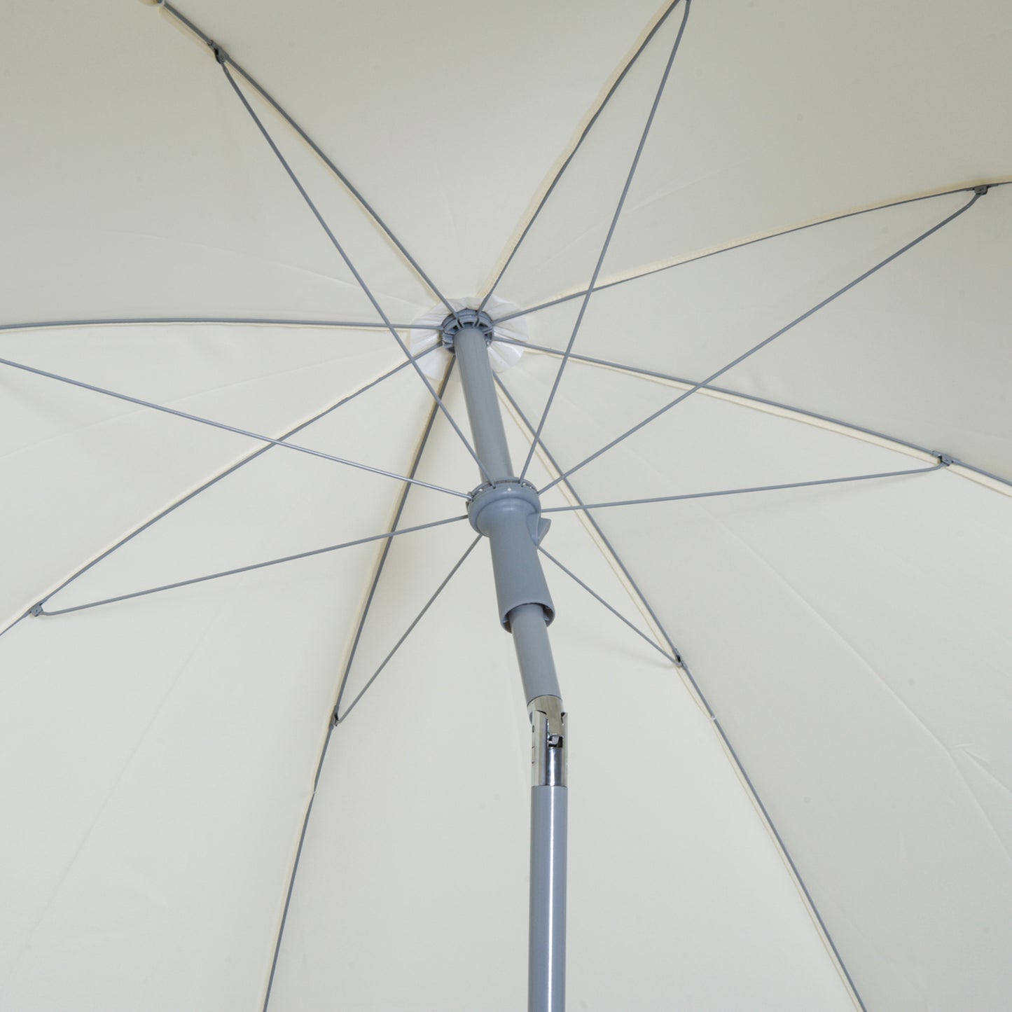 Outsunny 2,2 m Parasol plażowy, przenośny parasol z funkcją pochylania, osłona przeciwsłoneczna na zewnątrz z 8 żebrami do ogrodu, basenu i patio, kremowo-biały