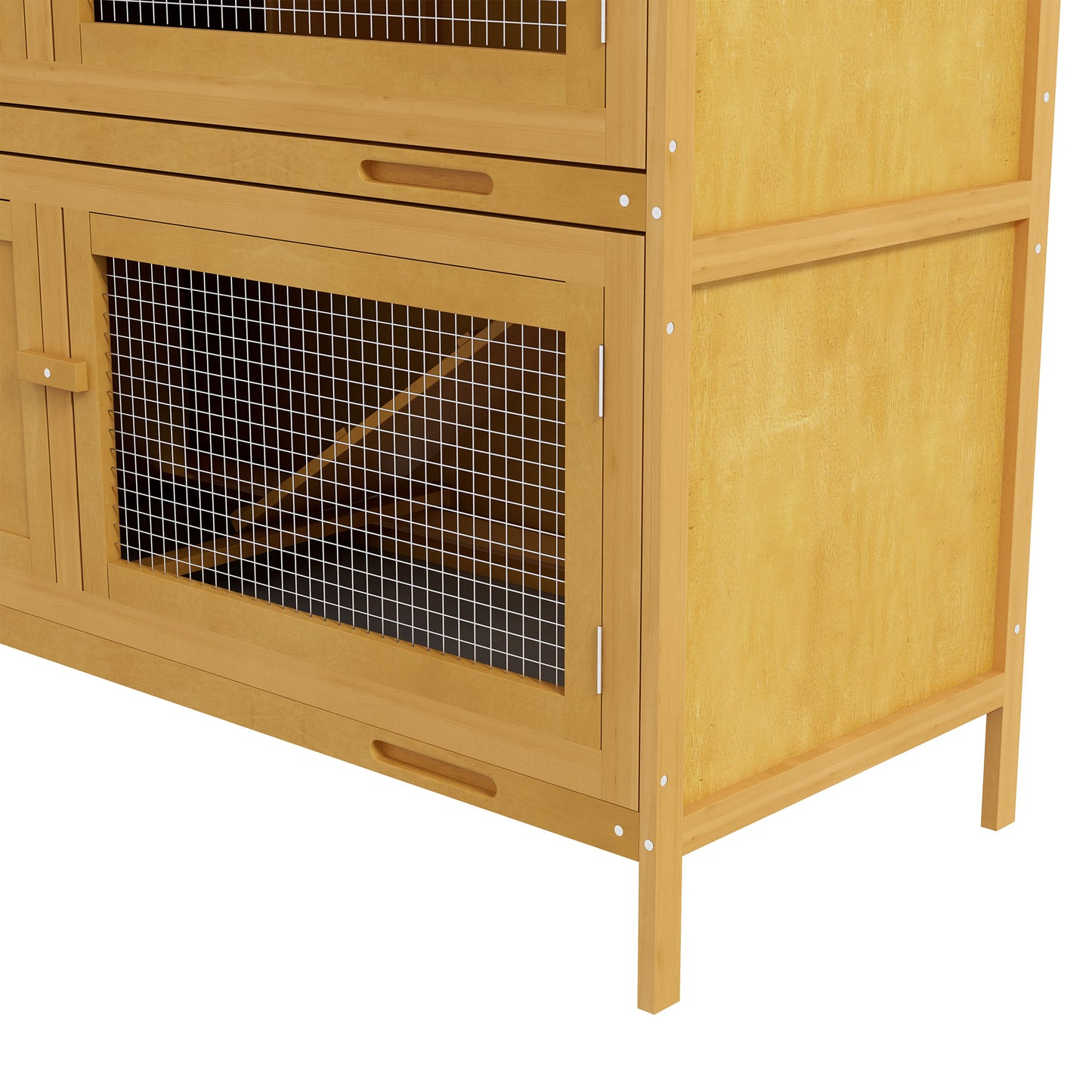 PawHut Double Decker Rabbit Hutch 2 Tier Guinea Pig House Klatka zewnętrzna dla królików z wysuwaną tacką, 97 x 44 x 91 cm, żółta