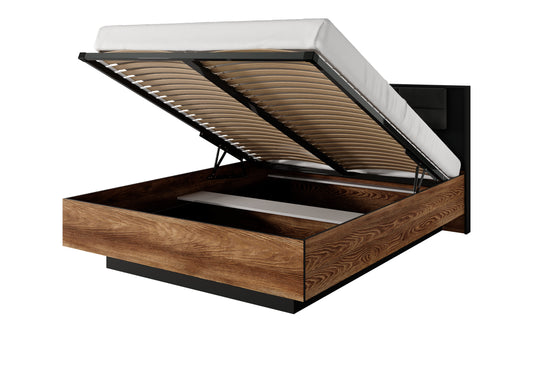 Bed MILTON Oak Chestnut & Anthracite