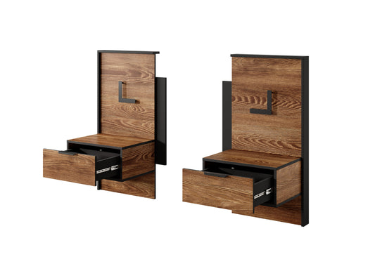 Set of Bedside Tables MILTON Oak Chestnut & Anthracite