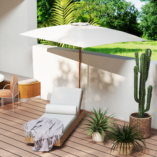 Outsunny Wooden Garden Parasol Umbrella Outdoor Sun Shade Canopy in Cream White, image 2