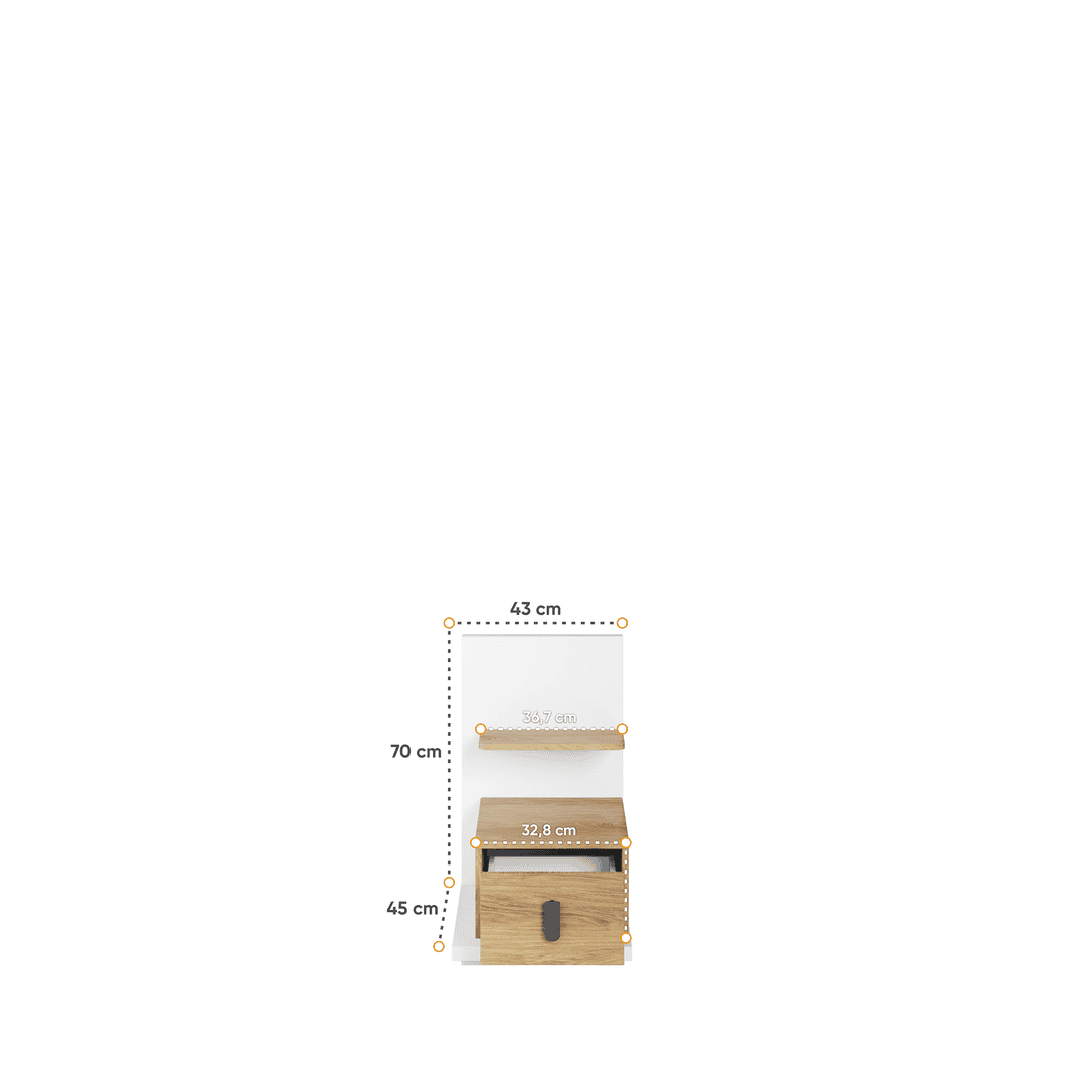 Massi MS-08 Bedside Table 43cm