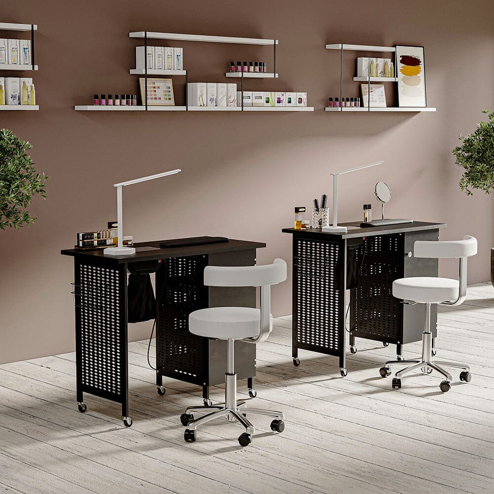 Complete Manicure Table Black 4 Trays & Lamp With Dust Collector
