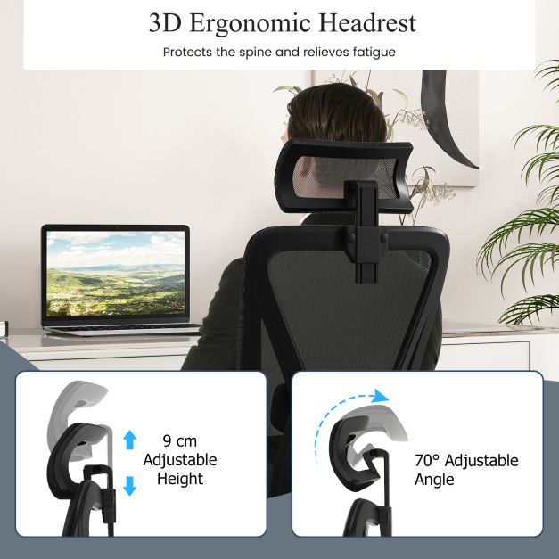 Ergonomiczny fotel biurowy z siatki, regulowany, obrotowy, czarny