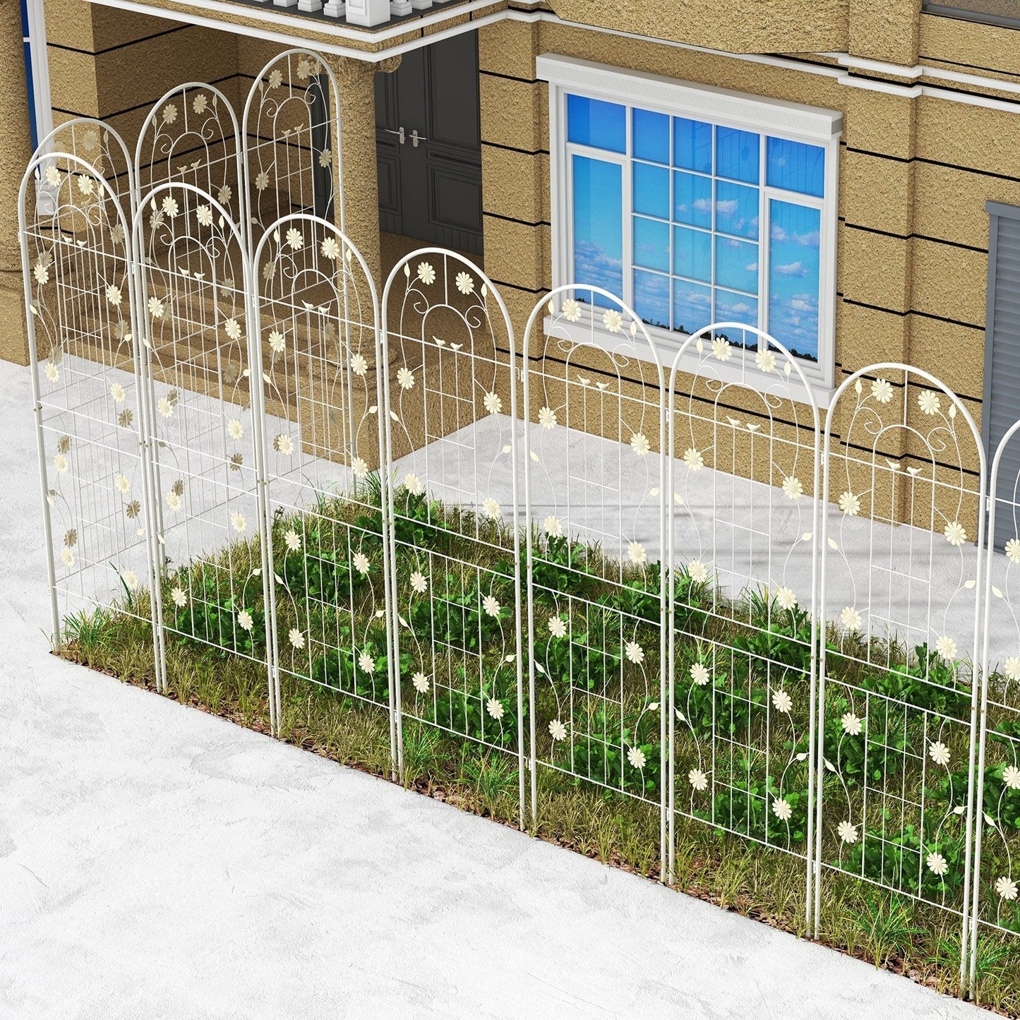 2/4 Pack Metal Garden Trellis 180 cm x 50 cm Wire Lattice Panel-White-4 Pack