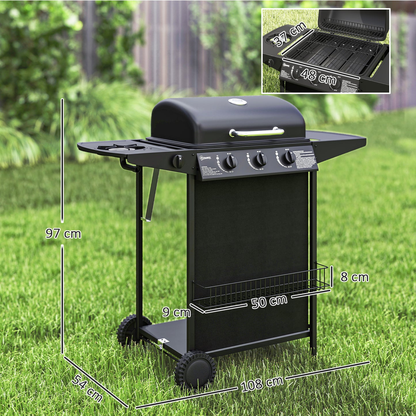 Grill gazowy Outsunny Four Burner BBQ – czarny