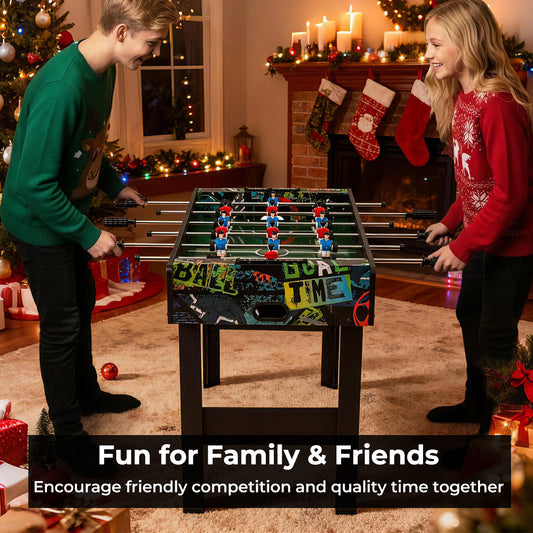 Mini Foosball Table 2-in-1 Game Table with Detachable Legs for Tabletop-Black