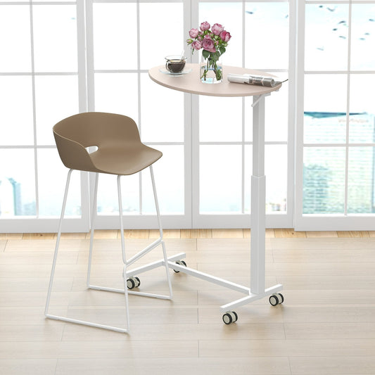 Mobile Standing Desk with Pneumatic Lift-Pink