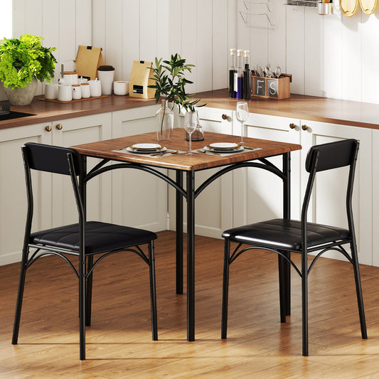 Modern Dining Table Set 3-Piece Kitchen Table Set-Rustic Brown