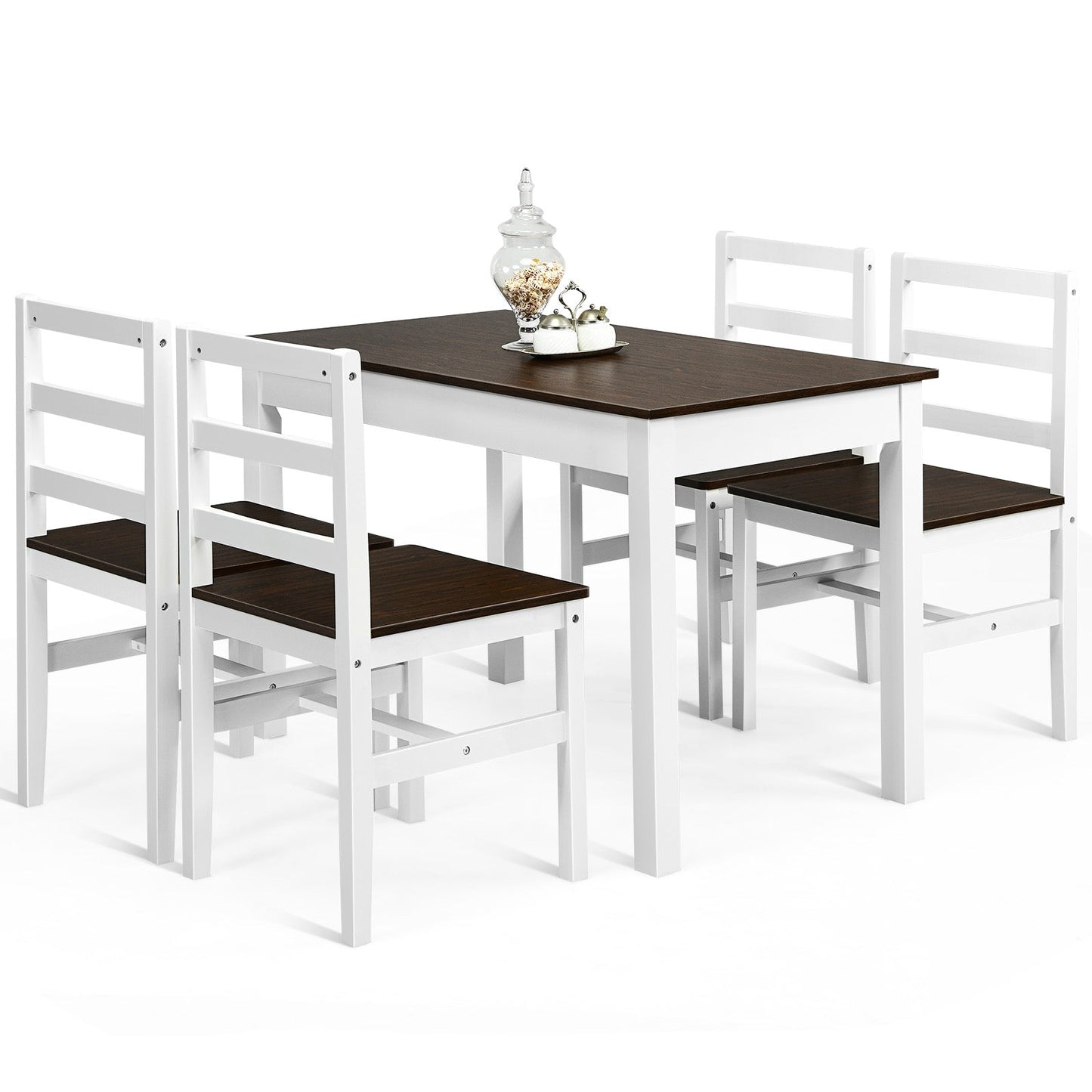 Modern Table and Chairs Set with Solid Pine Wood Legs for Dining Room