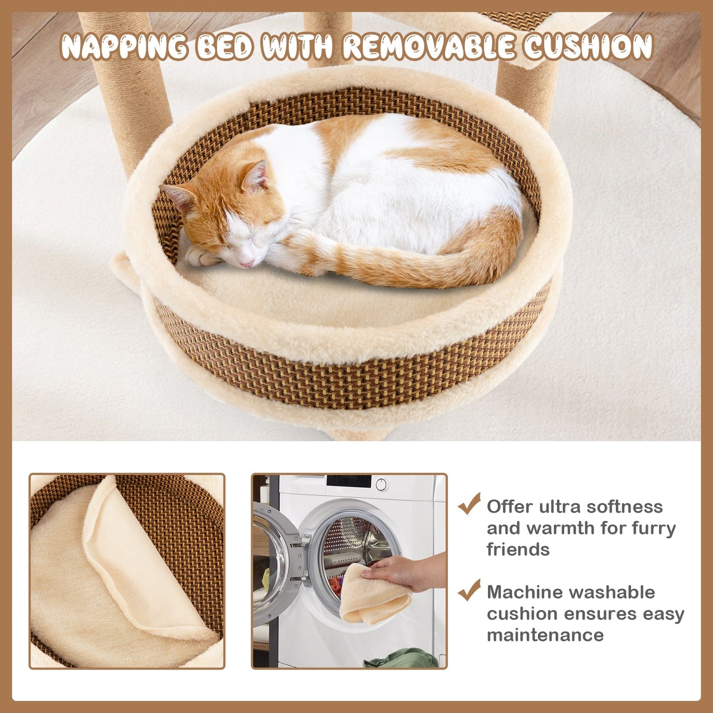 90 cm Multi-Level Cat Tree Tower Cat Tree with Scratching Posts