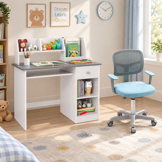Multifunctional Student Desk and Height Adjustable Swivel Desk Chair