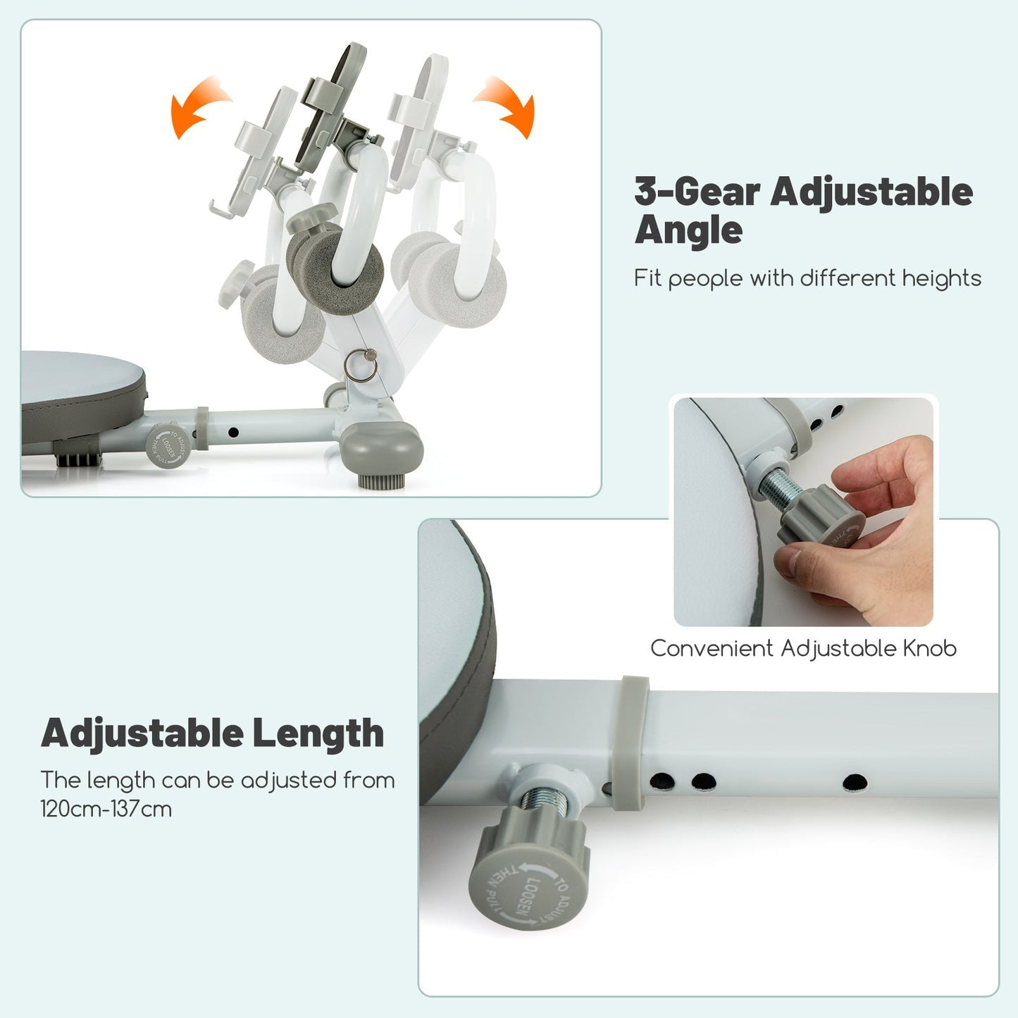 Multifunctional Sit Up Bench with 3 Gear Adjustable Angles and Length-Blue