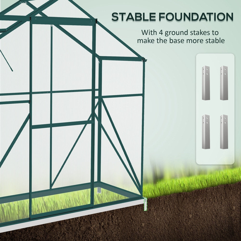Outsunny Polycarbonate Greenhouse Walk-In Green House with Rain Gutter, image 5