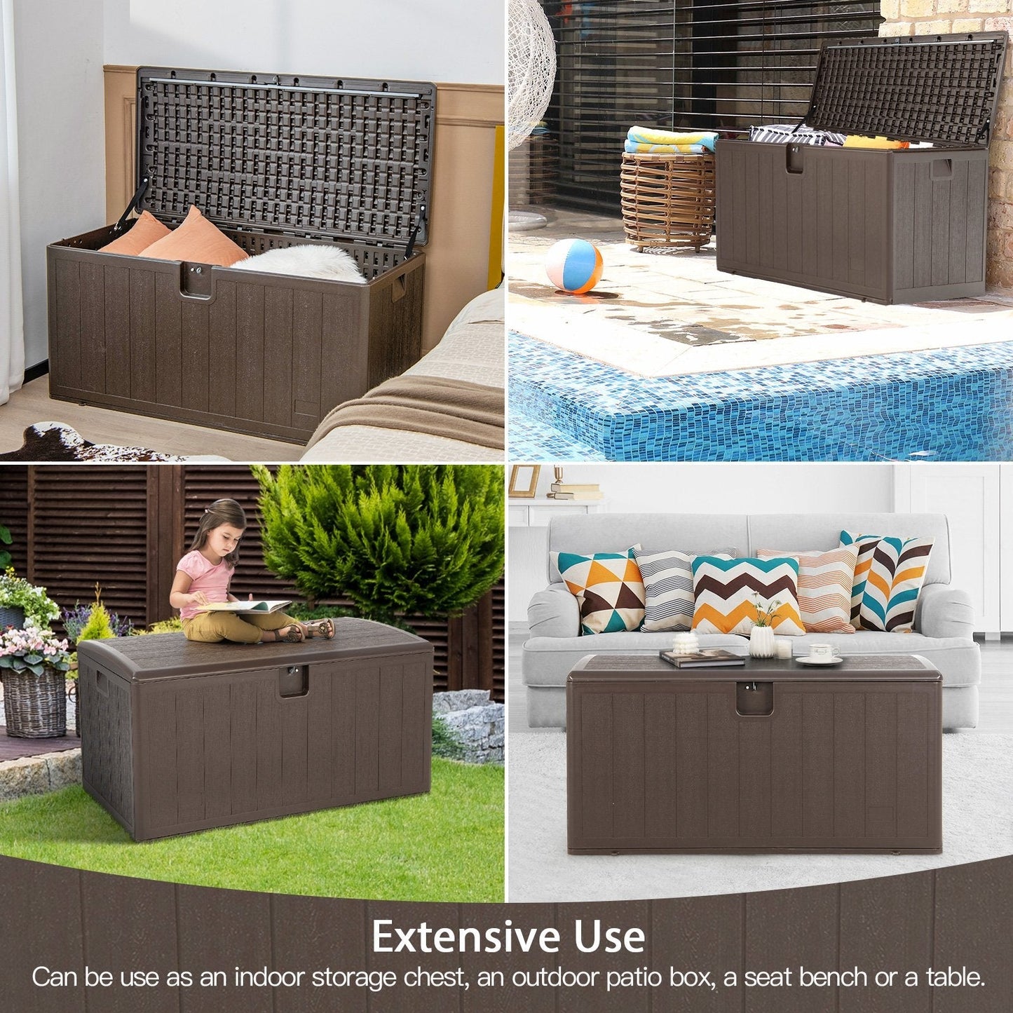 400L Outdoor Storage Deck Box wIth Lockable Cover