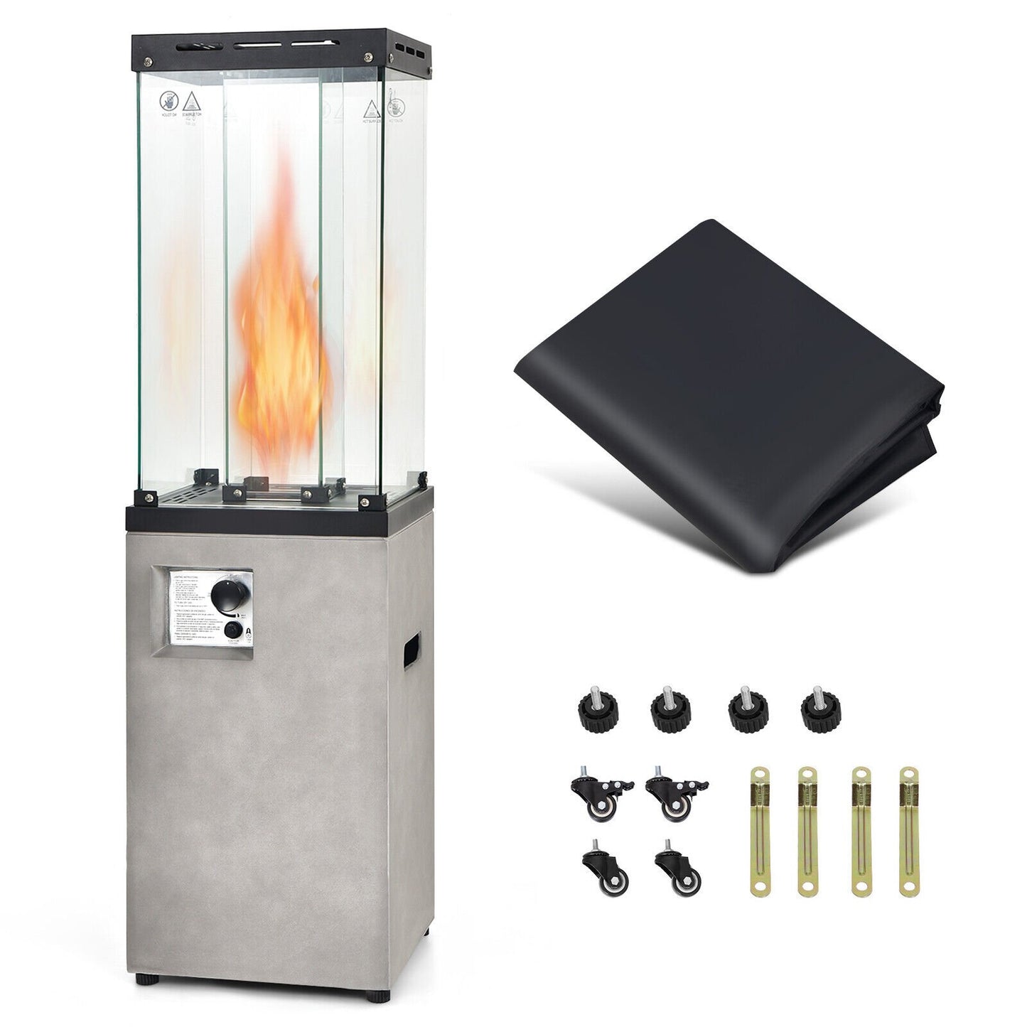 41,000 BTU Propane Patio Heater Outdoor Heater with Lockable Wheels-Grey