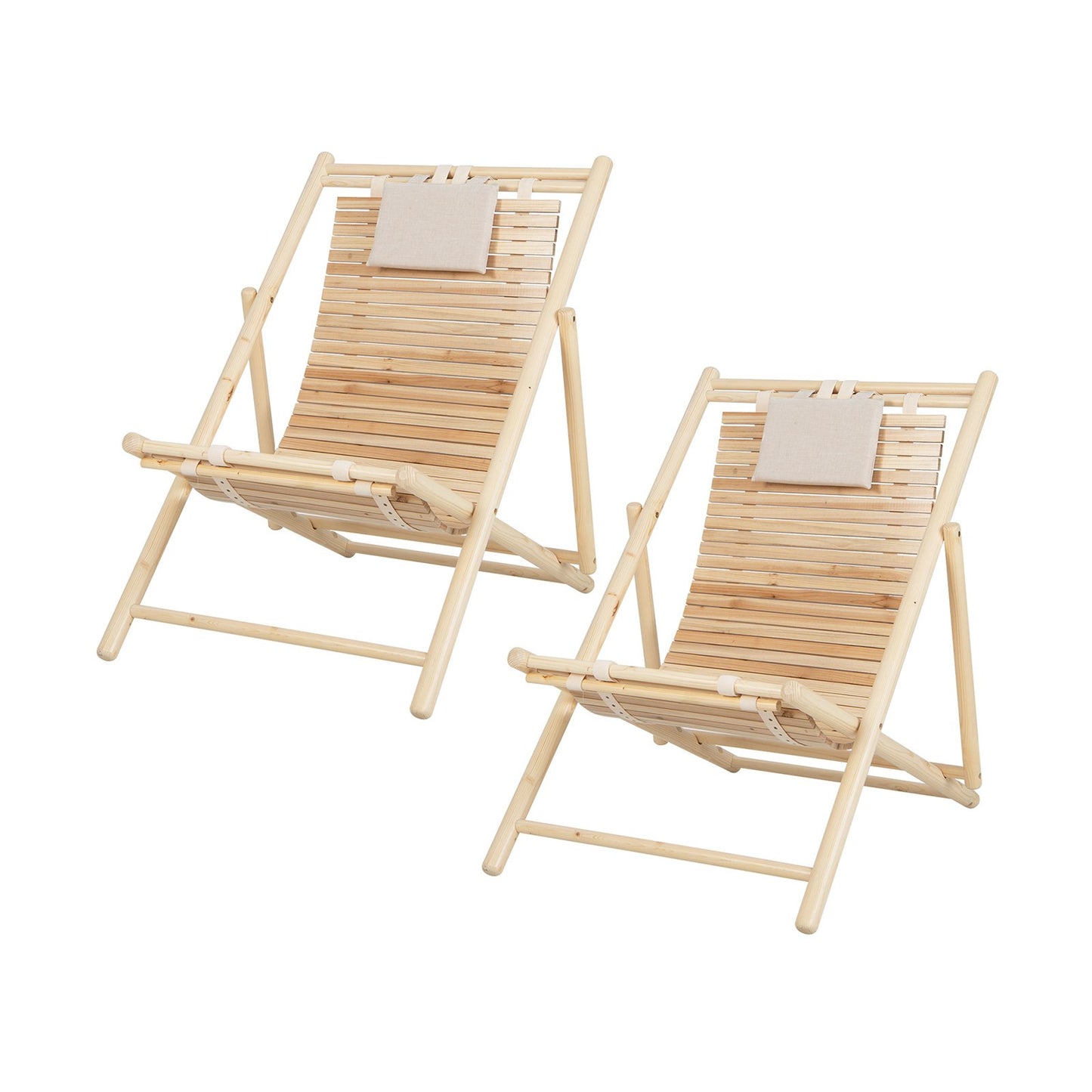 Reclining Lounger with 3 Adjustable Positions and Cushioned Headrest-Natural