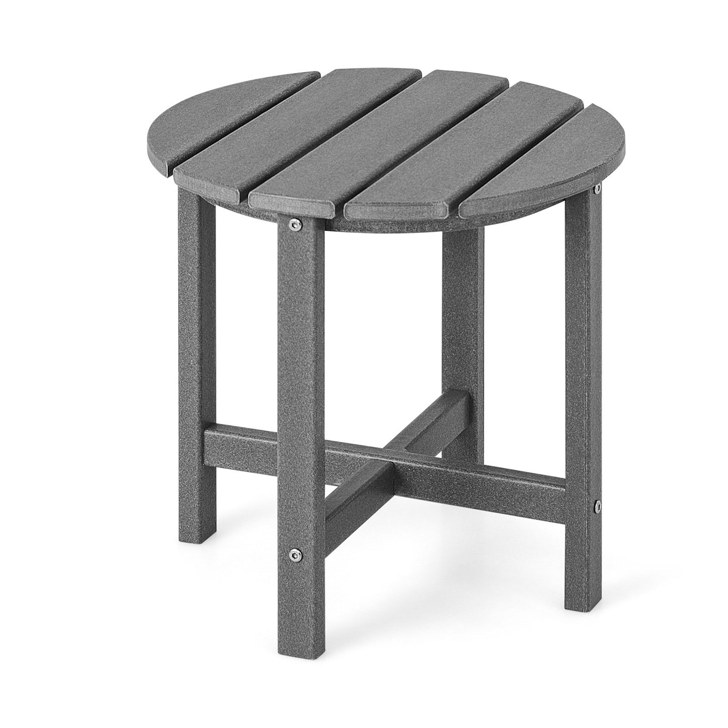 Patio Round HDPE Side Table for Yard Porch Garden-Grey