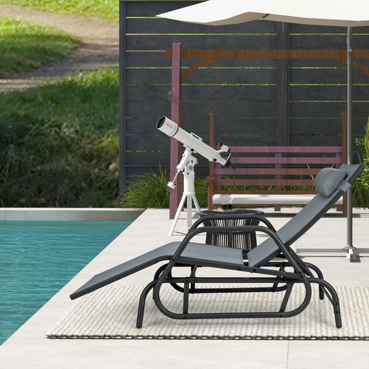 Outdoor Chaise Lounge Glider Chair with Armrests and Pillow-Grey-Grey