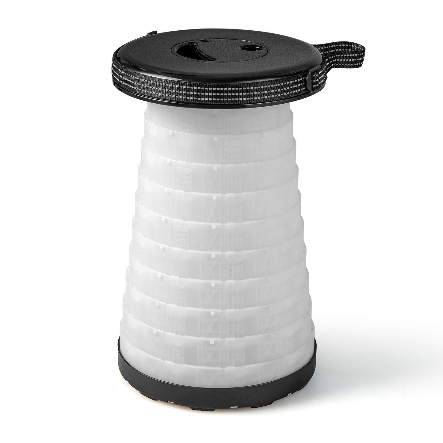 3-Piece Folding Table Stool Set with a Camping Table and 2 Retractable LED Stools-Black