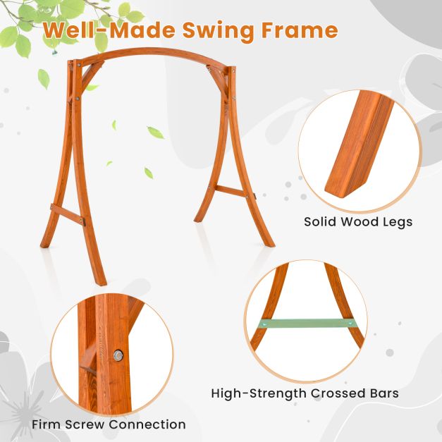 Patio Wood Swing Frame with Curved Arc Top