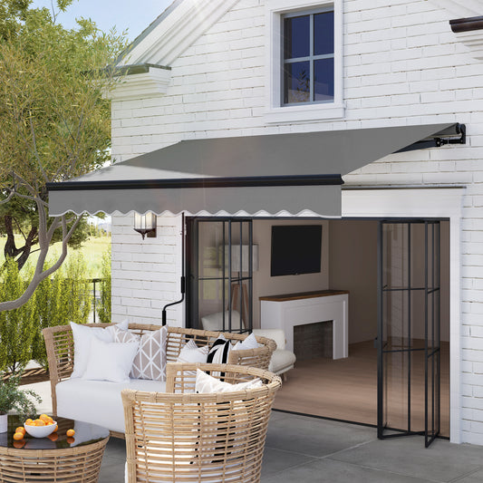 Outsunny Electric Awning with LED Light and Remote Controller in Dark Grey, image 2