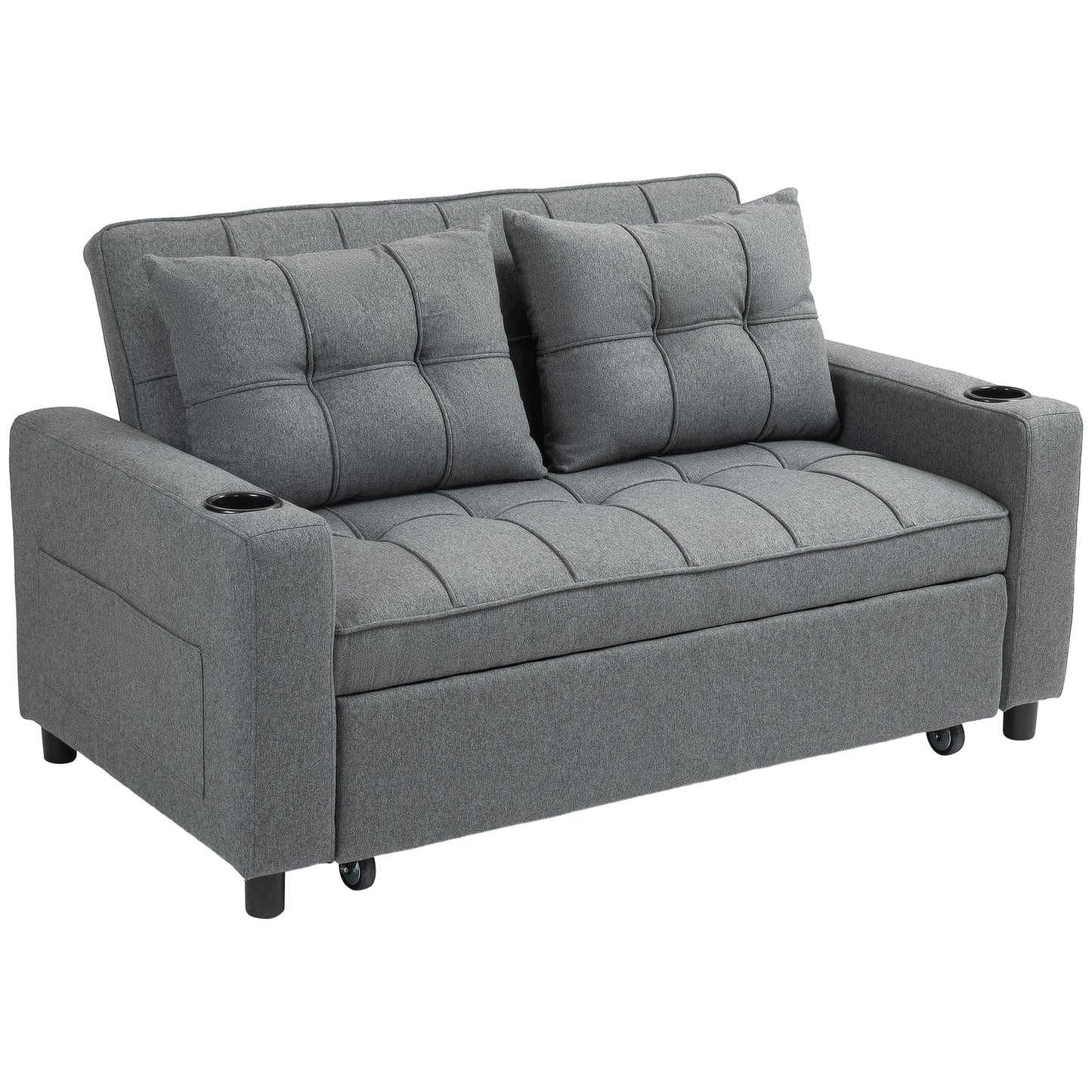 Rozkładana sofa dwuosobowa HOMCOM – antracytowa