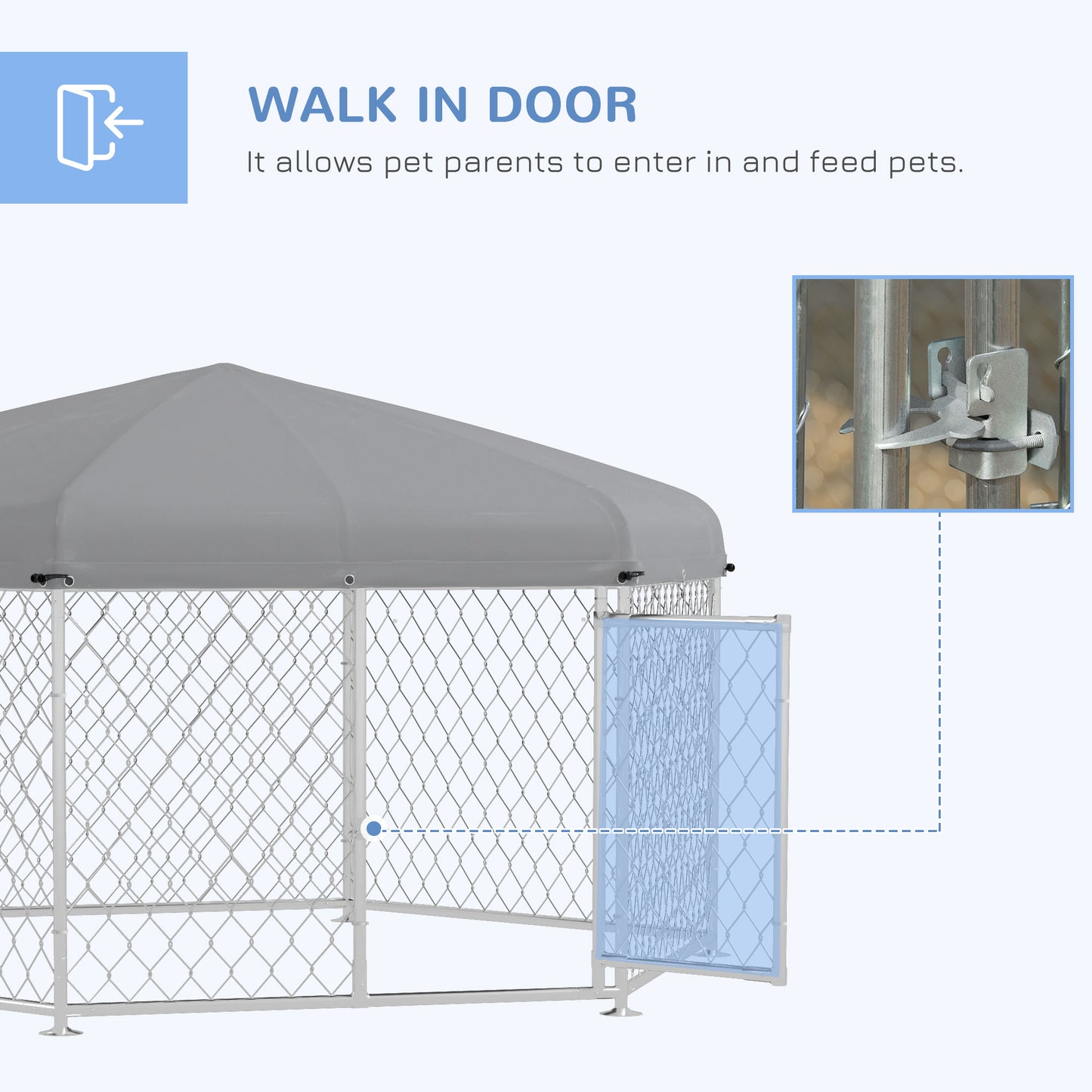 PawHut Dog Kennel and Run z zamykanymi drzwiami, do ogrodu, na patio, taras, dla dużych psów, 2,1 x 1,85 x 1,5 m