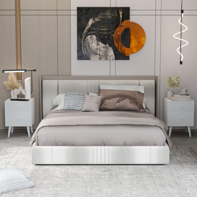 2-Drawer Nightstand with Solid Rubber Wood Legs and Large Storage Space-White