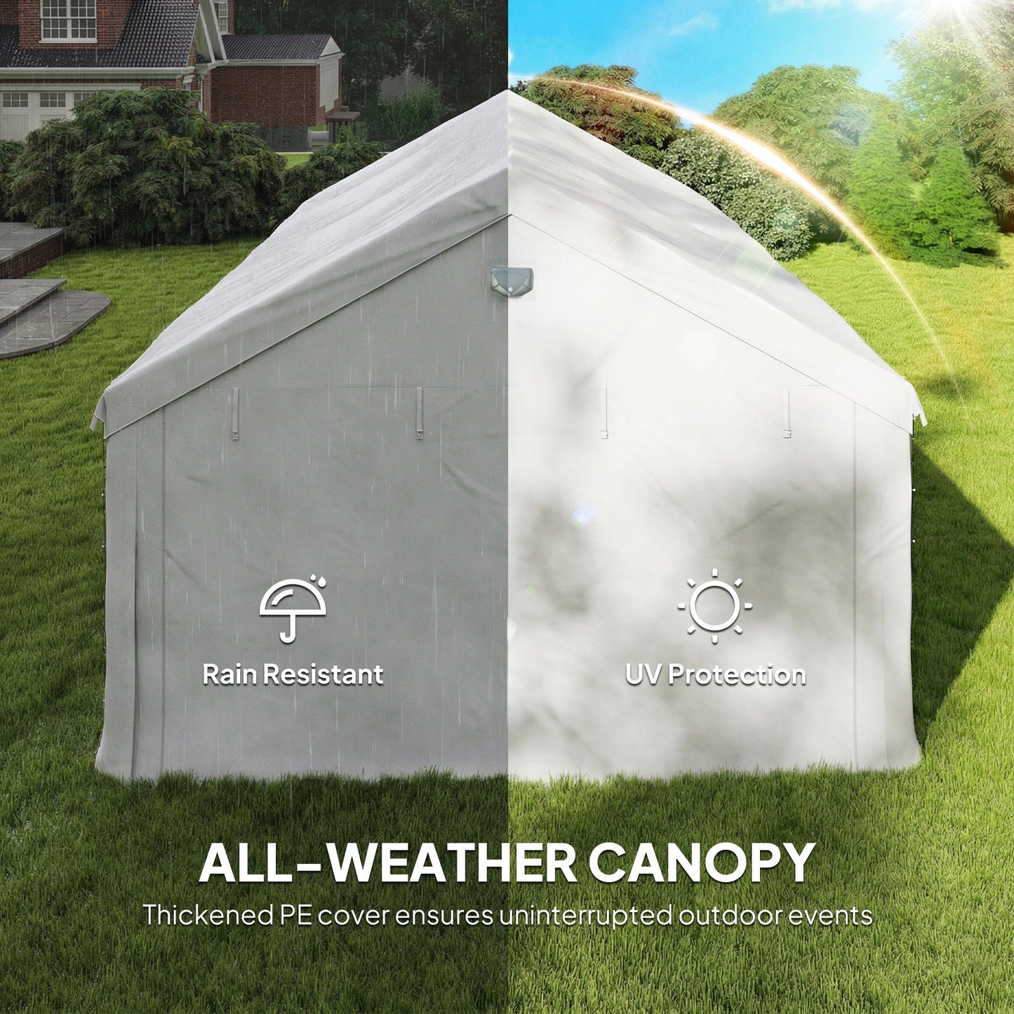 Outsunny 6 x 4 m Party Tent, Heavy Duty Gazebo Canopy with Windows, Outdoor Party Wedding Tent with 4 Removable Sidewalls