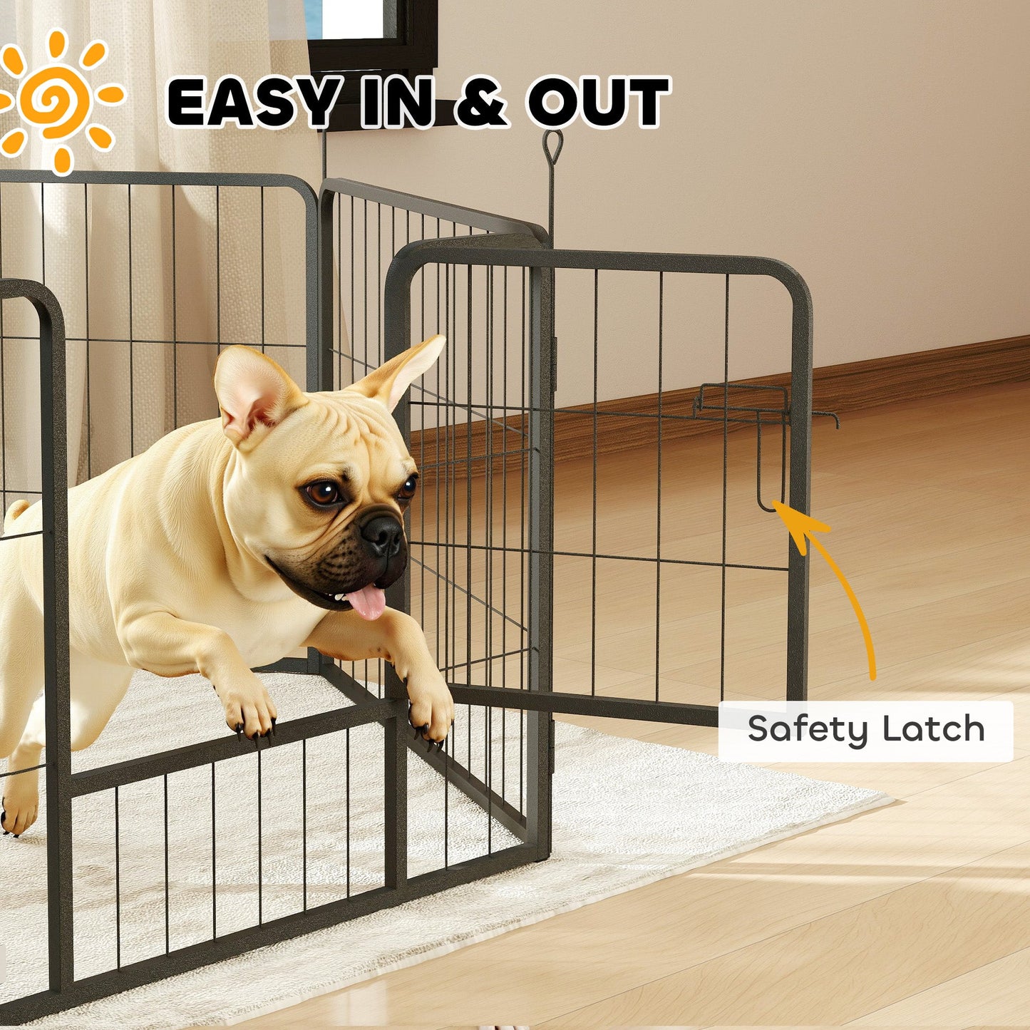 PawHut 6 Panels Dog Playpen, przenośny, odłączany kojec dla szczeniąt z drzwiczkami, dla małych psów, 60 cm wysokości, czarny