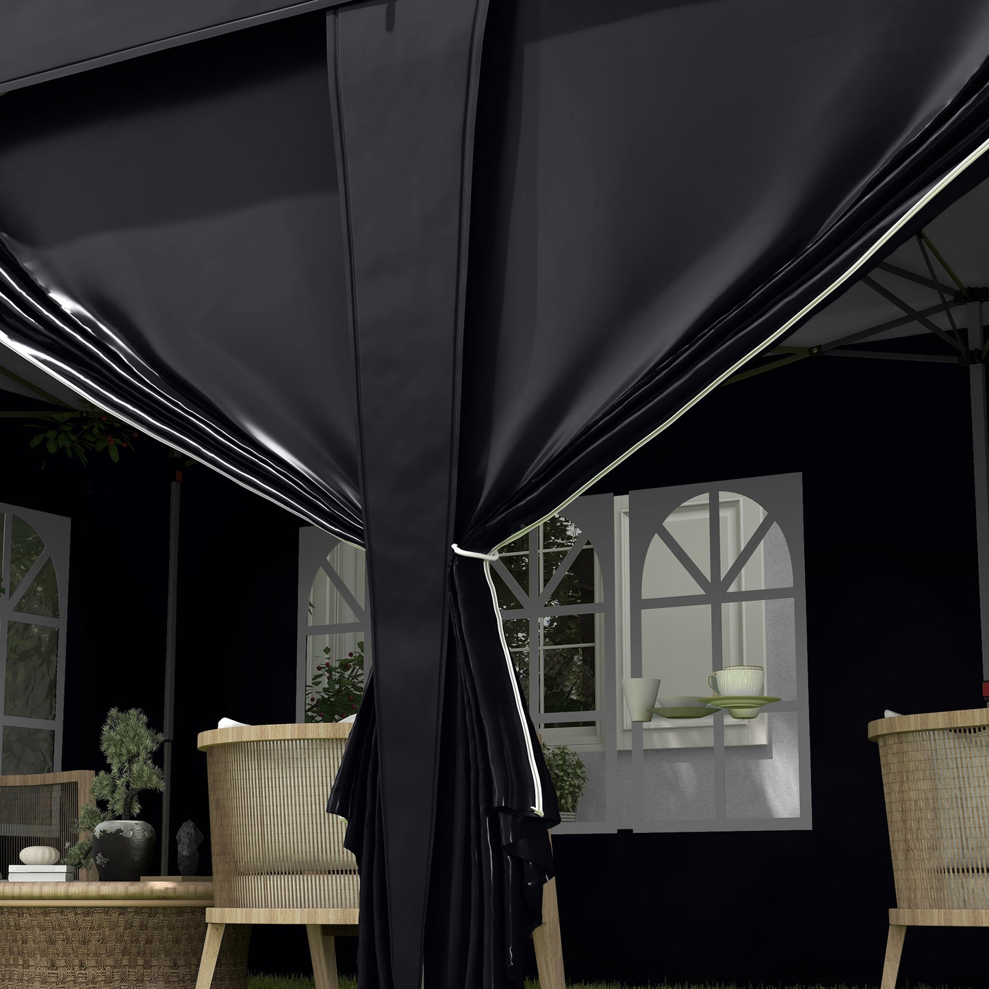 Outsunny Outsunny 3 x 6 m Garden Pop Up Gazebo, Wedding Party Tent Marquee, Water Resistant Awning Canopy with Sidewalls, Windows, Carry Bag, Grey
