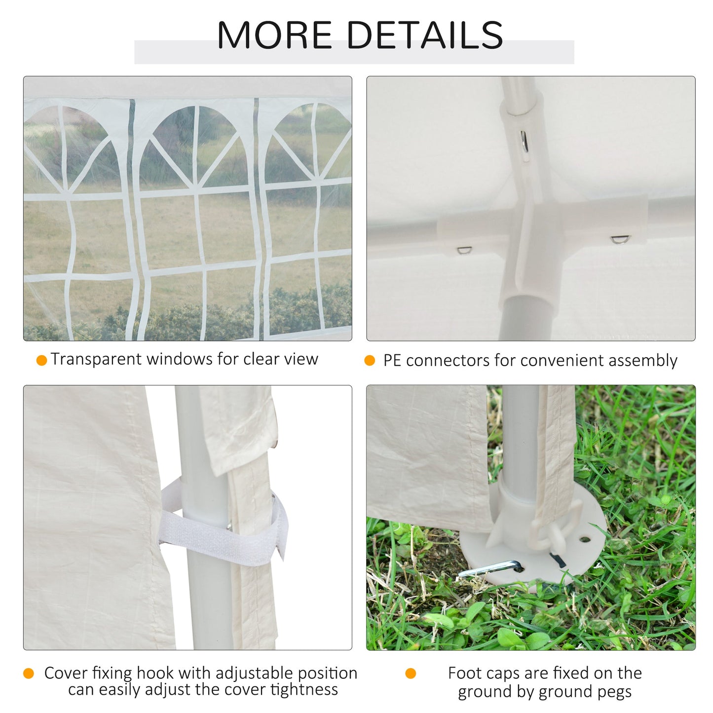 Outsunny Garden Gazebo 9 x 3 Marquee Party Wedding Tent Canopy, White