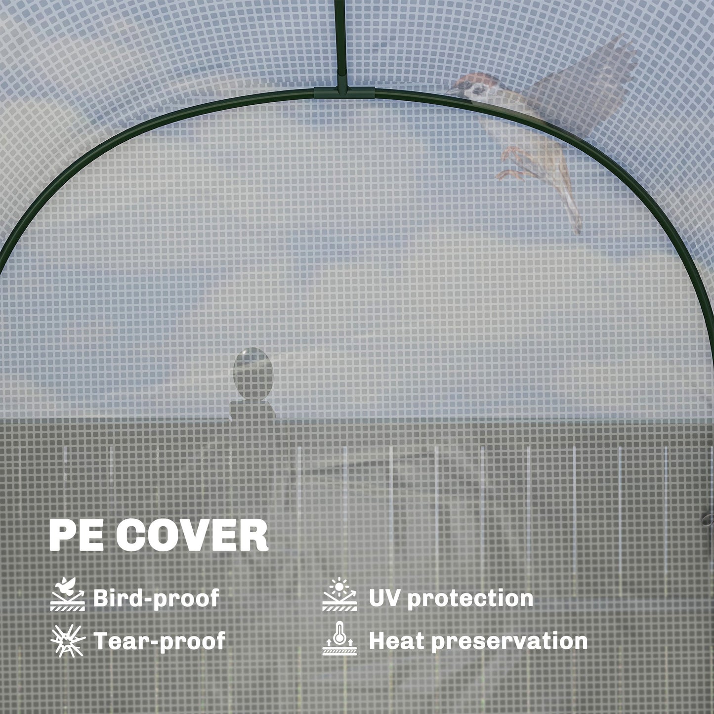 Outsunny Walk-in Greenhouse with Shelves, Small Greenhouse with PE Cover and Roll-up Door, 123 x 187 x 189 cm, White