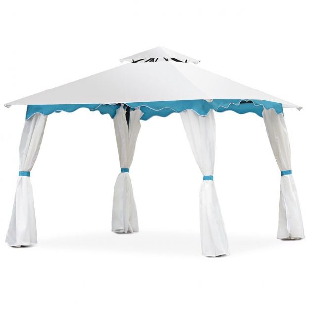 2-Tier 10 x 10 Feet Patio Gazebo Canopy Tent with Side Walls